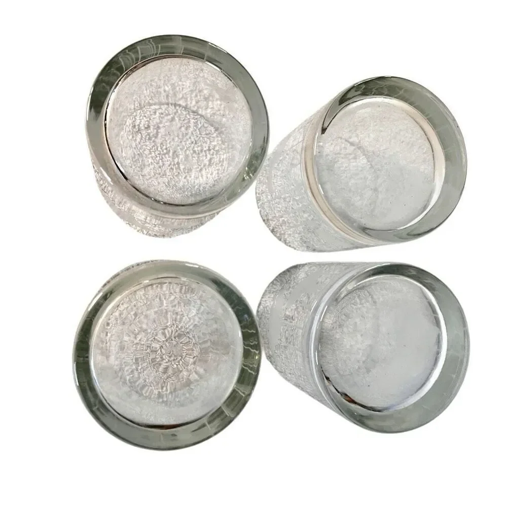 Set of 4 Vintage Nescafe Etched Glass World Map Globe Double Glass Tumblers